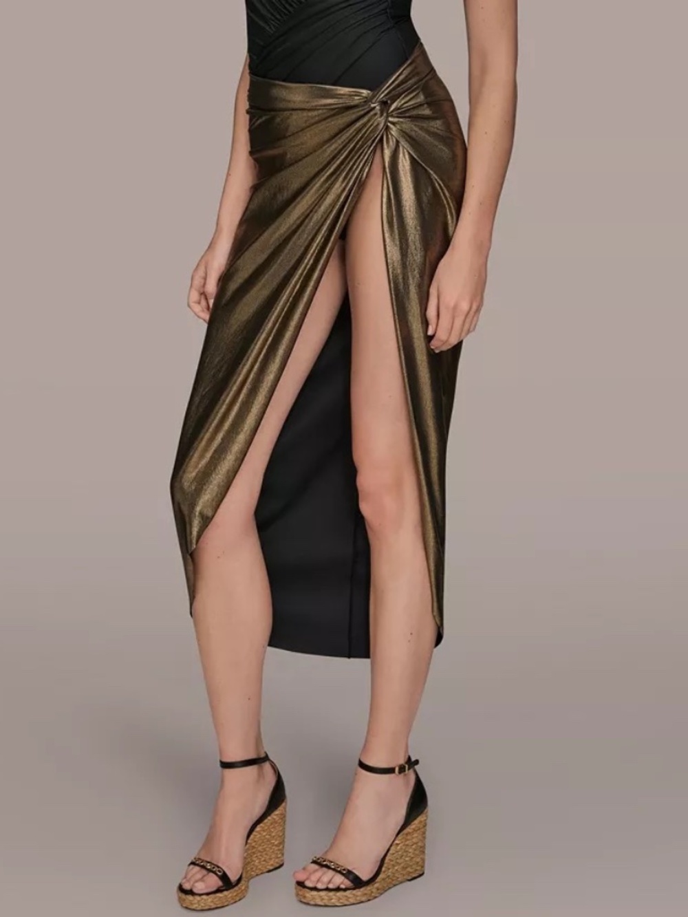 Donna Karan New York Women's Draped Side-Slit Sarong Skirt Sz XL